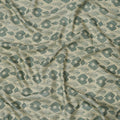 Sage Green and Beige Ikat Inspired Floral Geometric Print Cotton Lawn Fabric, 110 Cms Width, Made in India-D23573