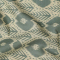 Sage Green and Beige Ikat Inspired Floral Geometric Print Cotton Lawn Fabric, 110 Cms Width, Made in India-D23573