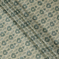 Sage Green and Beige Ikat Inspired Floral Geometric Print Cotton Lawn Fabric, 110 Cms Width, Made in India-D23573