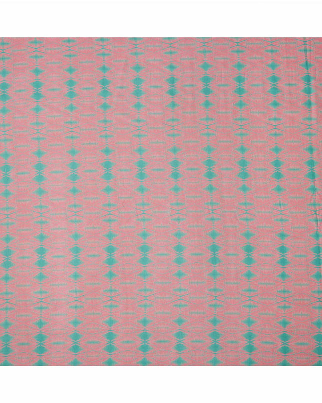 Pink and Teal Shibori Tie-Dye Effect Abstract Print Cotton Lawn Fabric, 110 Cms Width, Made in India-D23574