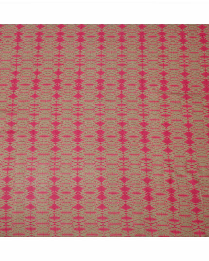 Olive Green and Pink Shibori Tie-Dye Effect Abstract Print Cotton Lawn Fabric, 110 Cms Width, Made in India-D23575