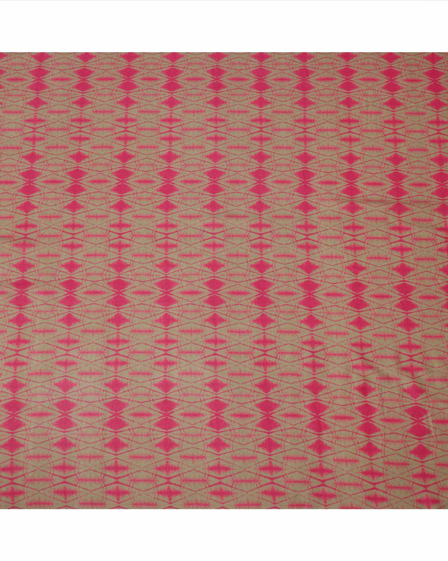 Olive Green and Pink Shibori Tie-Dye Effect Abstract Print Cotton Lawn Fabric, 110 Cms Width, Made in India-D23575