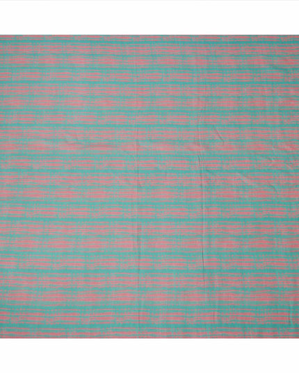 قماش كريب فيسكوز مطبوع بخطوط قبلية تجريدية باللونين الأخضر البحري والوردي، عرض 110 سم، صنع في الهند - D23577