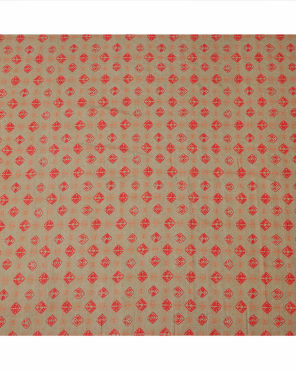 قماش كريب فيسكوز بطبعة زهور مرسومة يدويًا متعدد الألوان، لون بيج رملي، عرض 110 سم، صنع في الهند - D23582