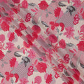 قماش كريب فيسكوز بطبعة زهور رقمية باللونين البيج والوردي، عرض 110 سم، صنع في الهند - D23589
