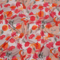 White and Orange Multi-Color Digital Floral Mesh Print Viscose Crepe Fabric, 110 Cms Width, Made in India-D23590