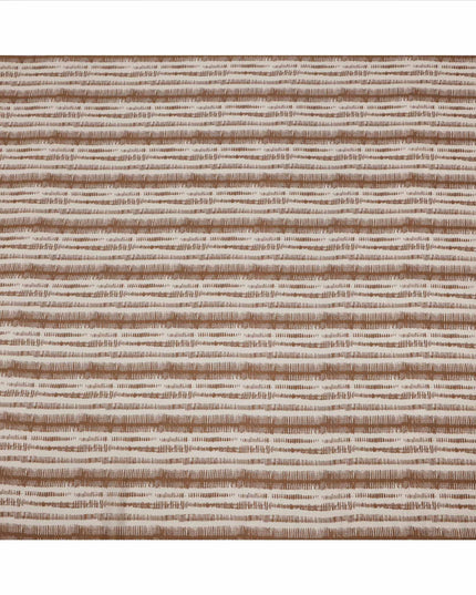 Ivory and Brown Abstract Stripe Print Viscose Crepe Fabric, 110 Cms Width, Made in India-D23591