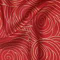 Red and Beige Abstract Spiral Line Print Viscose Crepe Fabric, 110 Cms Width, Made in India-D23594