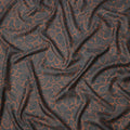 Charcoal Black and Rust Brown Bold Floral Outline Print Viscose Crepe Fabric, 110 Cms Width, Made in India-D23597