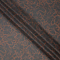 Charcoal Black and Rust Brown Bold Floral Outline Print Viscose Crepe Fabric, 110 Cms Width, Made in India-D23597