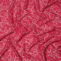 Ruby Pink and Beige Bold Floral Outline Print Viscose Crepe Fabric, 110 Cms Width, Made in India-D23598