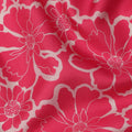 Ruby Pink and Beige Bold Floral Outline Print Viscose Crepe Fabric, 110 Cms Width, Made in India-D23598
