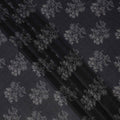 Midnight Black with Subtle White Floral Outline Print Viscose Crepe Fabric, 110 Cms Width, Made in India-D23600