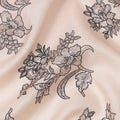 Soft Beige with Black Floral Outline Print Viscose Crepe Fabric, 110 Cms Width, Made in India-D23601