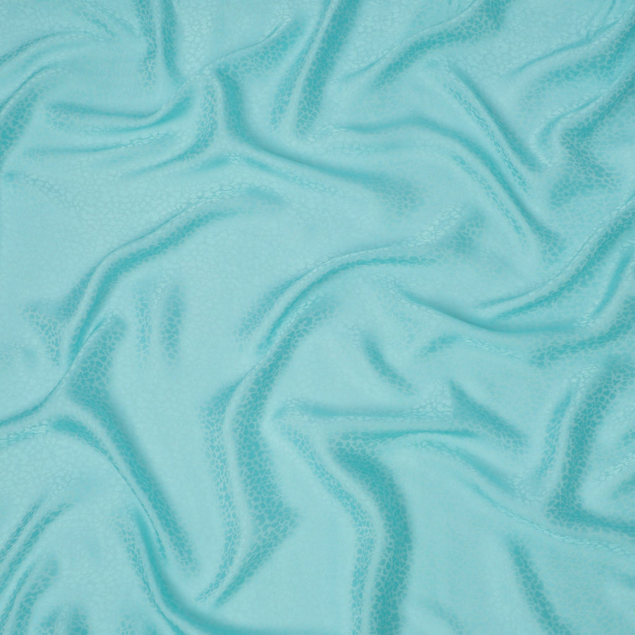 قماش كريب فيسكوز أزرق مائي بتصميم ذاتي، 110 سم، الهند - D23805