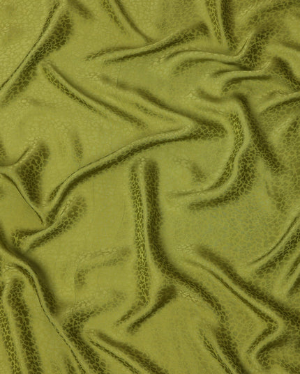 قماش كريب فيسكوز بتصميم ذاتي، أخضر زيتوني، 110 سم، الهند - D23806