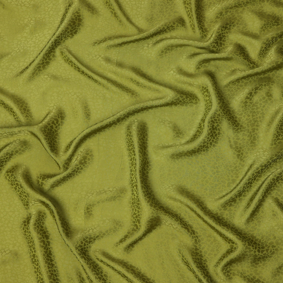 قماش كريب فيسكوز بتصميم ذاتي، أخضر زيتوني، 110 سم، الهند - D23806