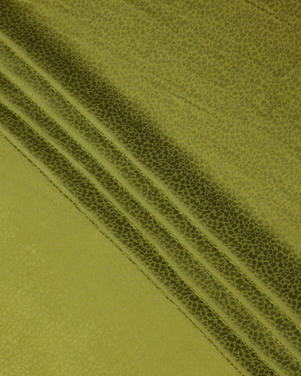 قماش كريب فيسكوز بتصميم ذاتي، أخضر زيتوني، 110 سم، الهند - D23806