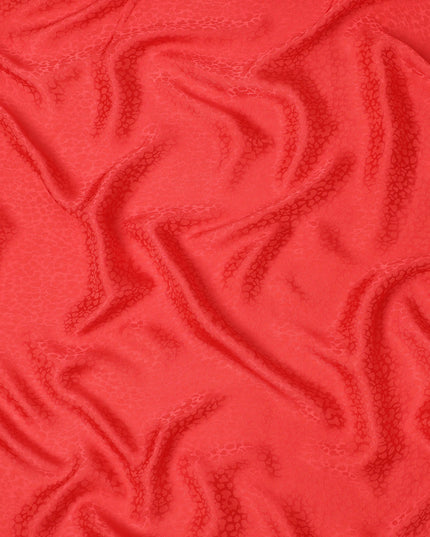 قماش كريب فيسكوز بتصميم ذاتي، أحمر مرجاني، 110 سم، الهند - D23811