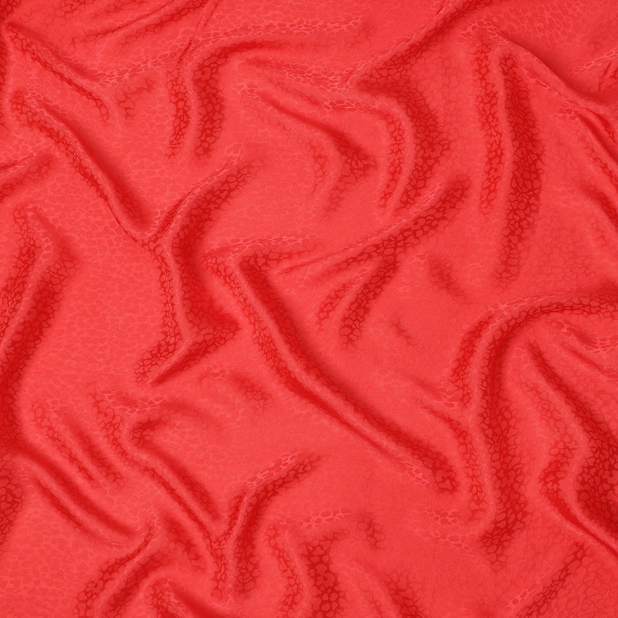 قماش كريب فيسكوز بتصميم ذاتي، أحمر مرجاني، 110 سم، الهند - D23811