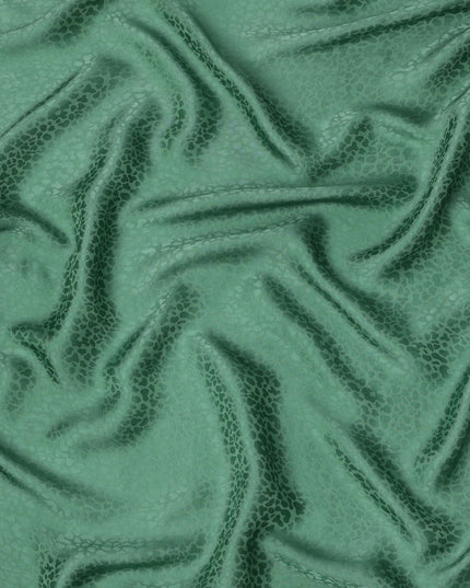 قماش فيسكوز كريب جاكار بتصميم ذاتي، أخضر باهت، 110 سم، الهند - D23813