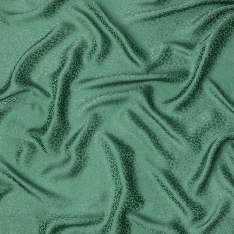 قماش فيسكوز كريب جاكار بتصميم ذاتي، أخضر باهت، 110 سم، الهند - D23813