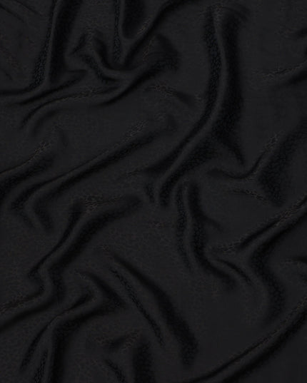 Classic black tone-on-tone self-pattern viscose crepe jacquard fabric, 110 Cms, India-D23815