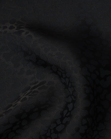 Classic black tone-on-tone self-pattern viscose crepe jacquard fabric, 110 Cms, India-D23815