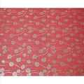 Coral red floral metallic motif silk chiffon with lurex detailing fabric, 110 Cms, South Korea-D23816
