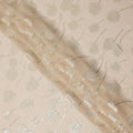 Light Beige floral metallic motif silk chiffon with gold lurex detailing fabric, 110 Cms, South Korea-D23817