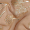 Nude beige floral metallic motif silk chiffon with gold lurex detailing fabric, 110 Cms, South Korea-D23820 Regal Fabrics