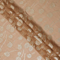 Nude beige floral metallic motif silk chiffon with gold lurex detailing fabric, 110 Cms, South Korea-D23820 Regal Fabrics