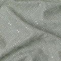 Dusty sage green chevron mirror embroidered synthetic blended viscose fabric, 110 Cms, India-D23824