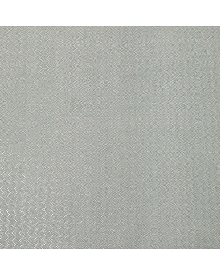 Dusty sage green chevron mirror embroidered synthetic blended viscose fabric, 110 Cms, India-D23824