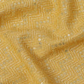 Sunshine yellow chevron mirror embroidered synthetic blended viscose fabric, 110 Cms, India-D23825