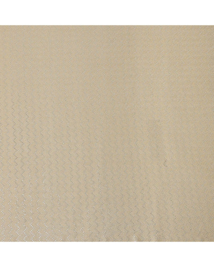 Champagne beige chevron mirror embroidered synthetic blended viscose fabric, 110 Cms, India-D23826