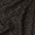 Charcoal black chevron mirror embroidered synthetic blended viscose fabric, 110 Cms, India-D23827