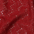 Crimson red chevron mirror embroidered synthetic blended viscose fabric, 110 Cms, India-D23828