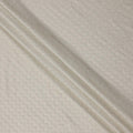 Ivory white chevron mirror embroidered synthetic blended viscose fabric, 110 Cms, India-D23829