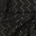 Jet black chevron mirror embroidered synthetic blended viscose fabric, 110 Cms, India-D23830