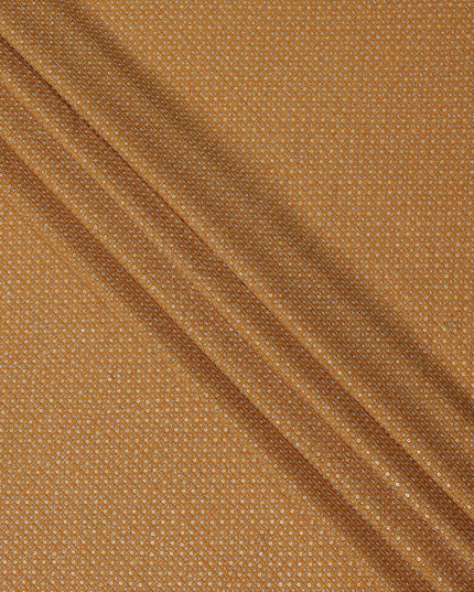 Mustard yellow square mirror floral embroidered synthetic blended viscose fabric, 110 Cms, India-D23831