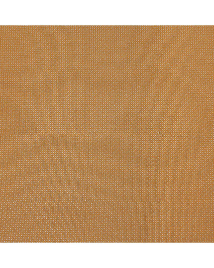 Mustard yellow square mirror floral embroidered synthetic blended viscose fabric, 110 Cms, India-D23831