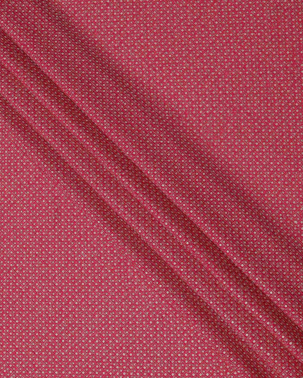 Rani pink square floral mirror embroidered synthetic blended viscose fabric, 110 Cms, India-D23832