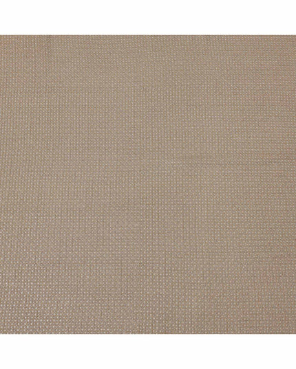 Taupe beige square floral mirror embroidered synthetic blended viscose fabric, 110 Cms, India-D23833