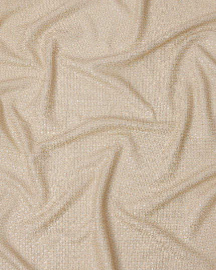 Ivory cream square floral mirror embroidered synthetic blended viscose fabric, 110 Cms, India-D23834