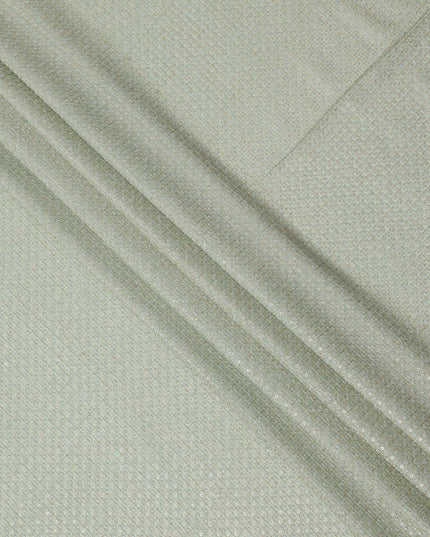 Sage green square floral mirror embroidered synthetic blended viscose fabric, 110 Cms, India-D23835