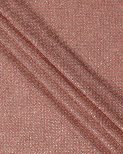 Dusty rose pink square floral mirror embroidered synthetic blended viscose fabric, 110 Cms, India-D23836