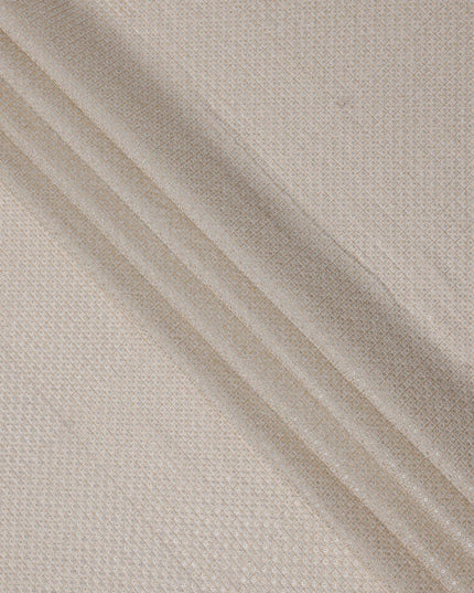 Ivory cream square floral mirror embroidered synthetic blended viscose fabric, 110 Cms, India-D23838