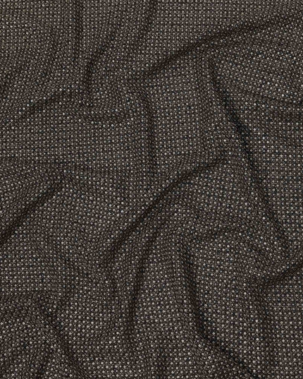 Jet black square floral mirror embroidered synthetic blended viscose fabric, 110 Cms, India-D23839