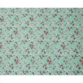 قماش فيسكوز مطبوع عليه زهور باللون الأخضر النعناعي ومطرز بخيوط حمراء، 110 سم، الهند - D23841